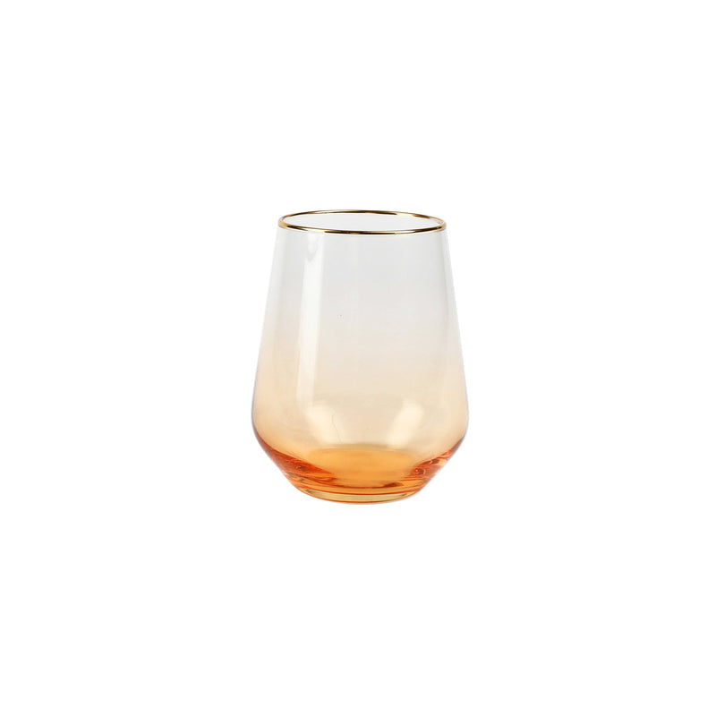 VIETRI Rainbow Amber Stemless Wine Glass