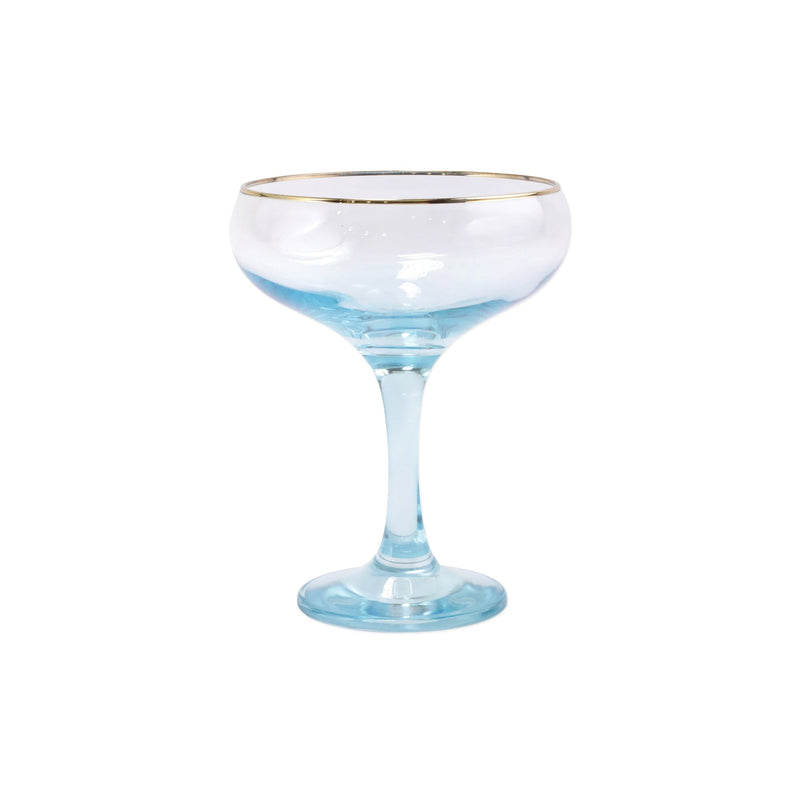 VIETRI Rainbow Turquoise Coupe Champagne Glass