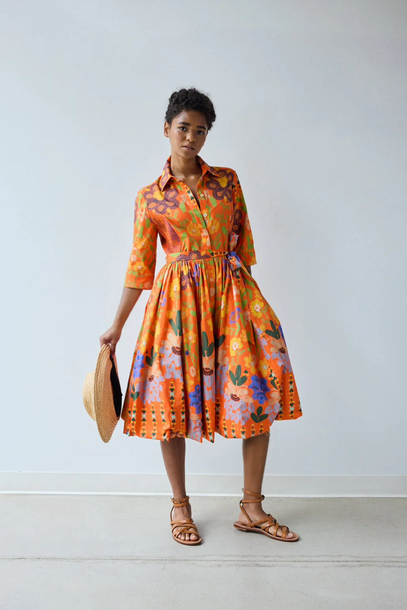 orange bubble hem dress Combined knitted balloon dress - Women