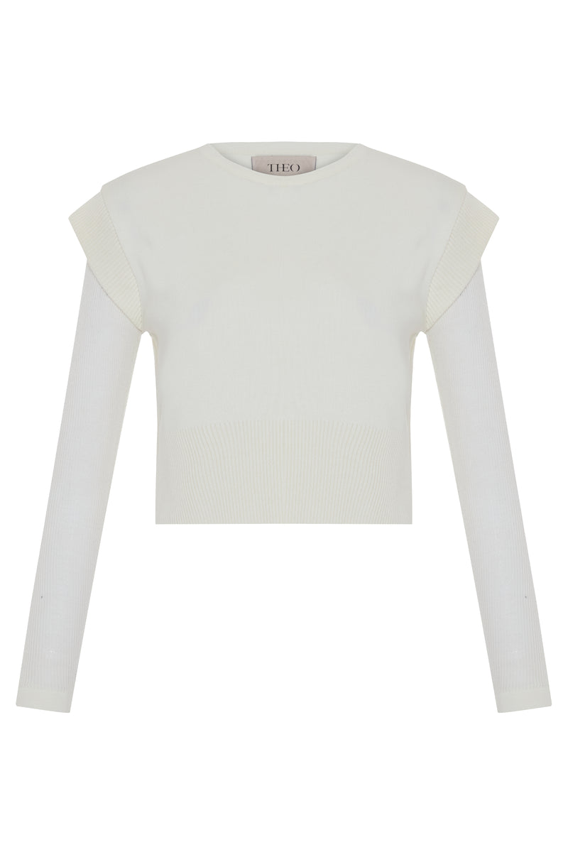 THEO Nomia Sheer Sleeve Sweater