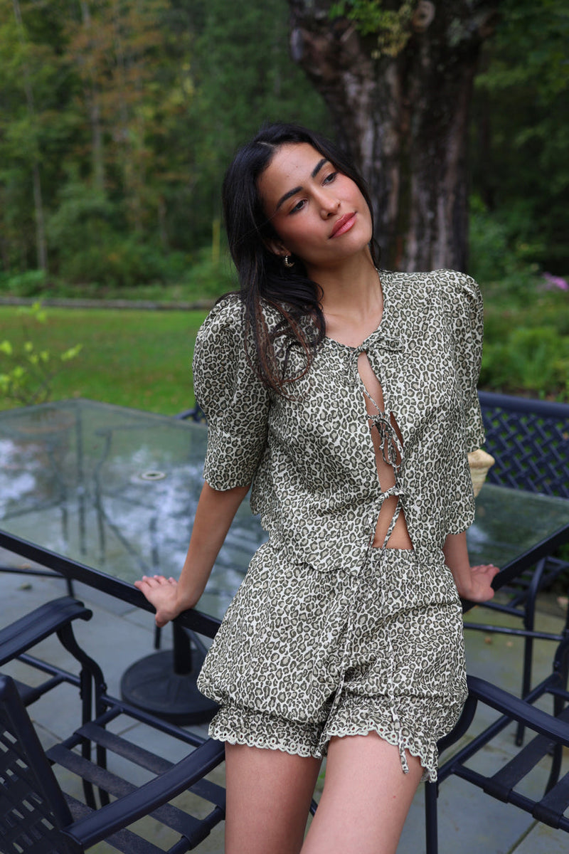 Sister Leopard Scalloped Blouse