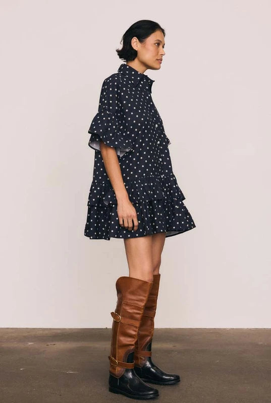 bohemian traders genoa dress Star Navy / 4 Bohemian Traders is an V-Neckline Dress Vintage 90s Onyx Floral Color:Tan Jacquard Stripe