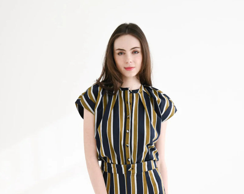 Never A Wallflower Limelight Top Shirting Stripe