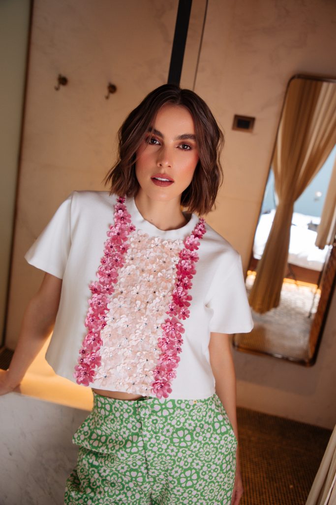 Pamela Stevenson Floral Cropped T-Shirt