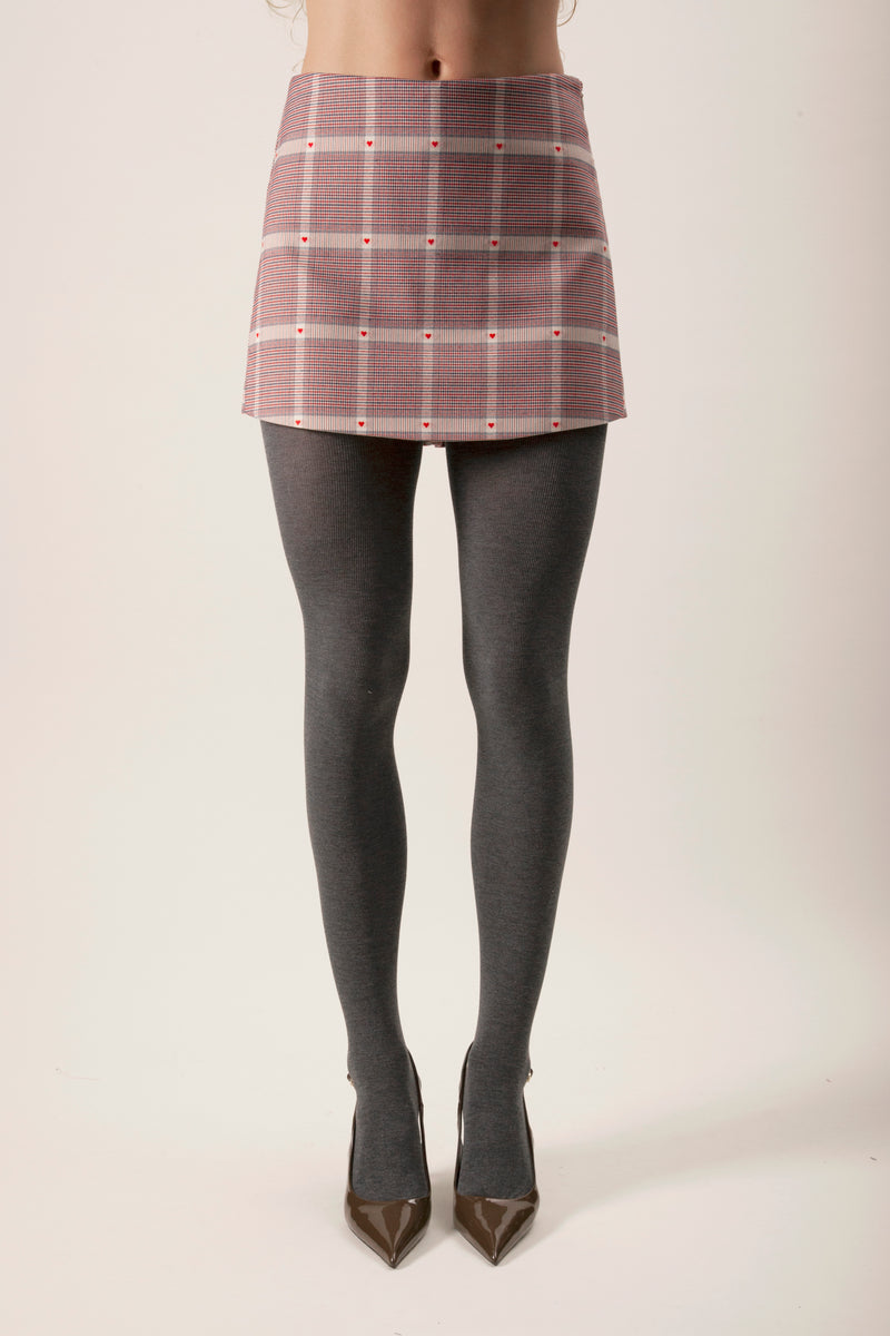 Maude Club Heart Plaid Skort