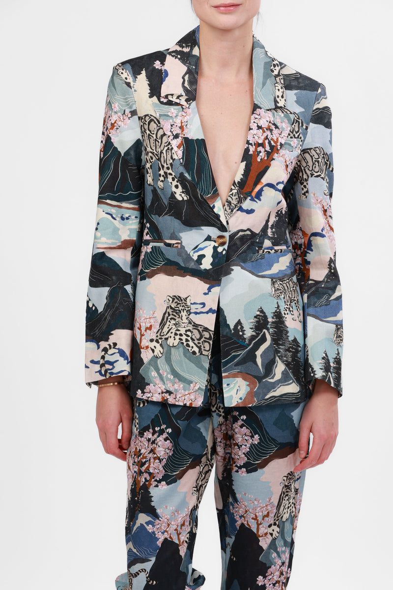 Las Surenas Blue Snow Leopard Blazer