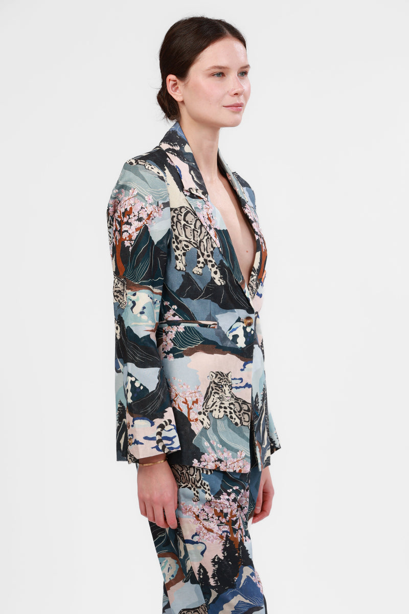 Las Surenas Blue Snow Leopard Blazer