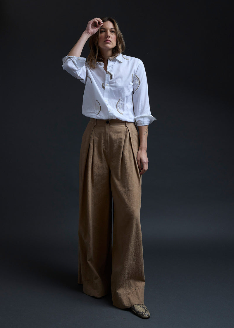 PURPLEMAROON Gathered Embroidered Shirt