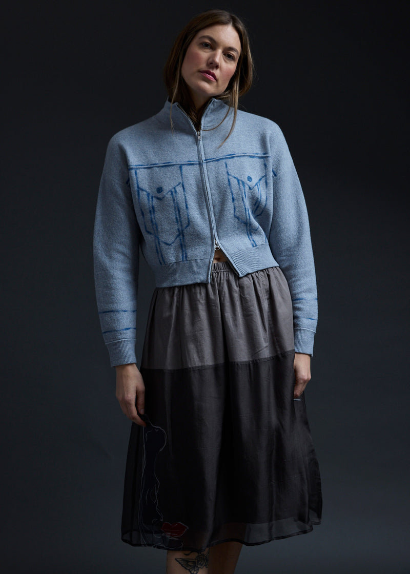 PURPLEMAROON Jeans Embroidered Cardigan