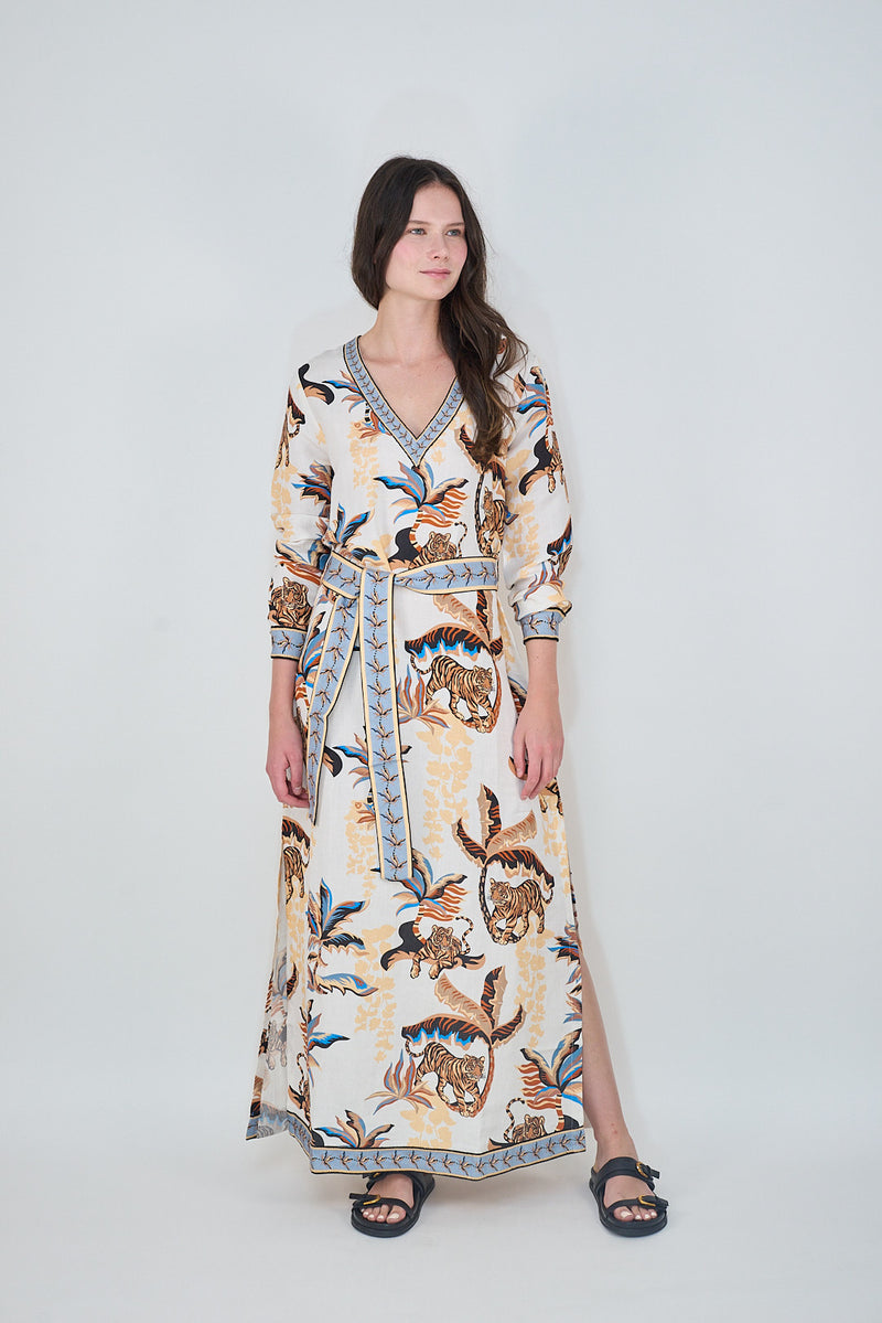 Las Sureñas White Bali Tiger Dress