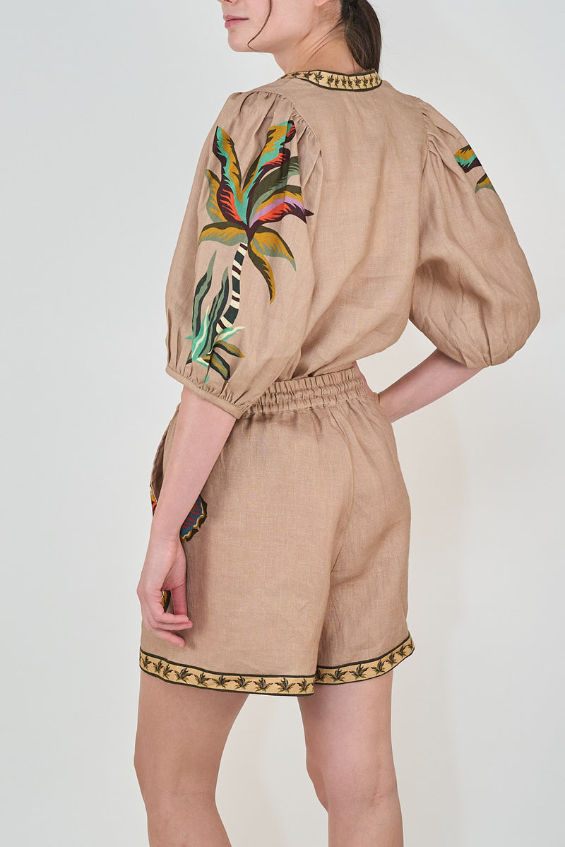 Las Sureñas Bali Tiger Rose Balloon Shirt