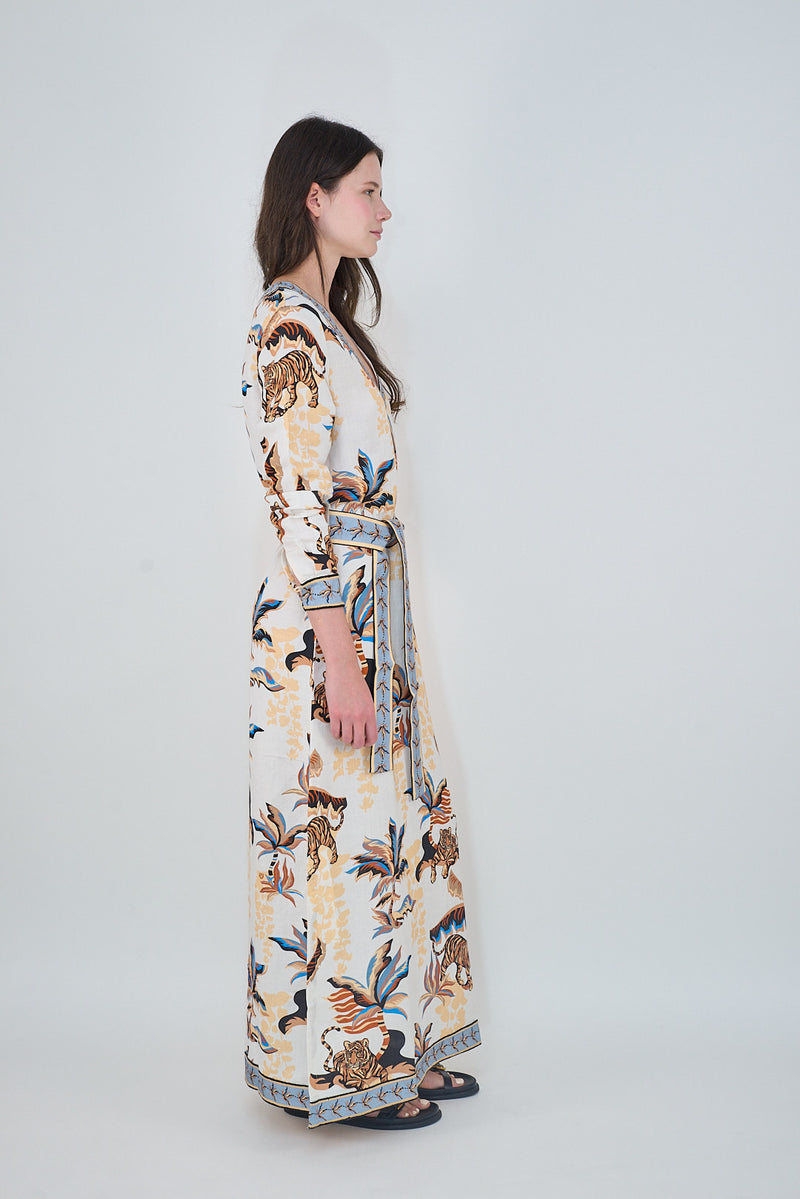 Las Sureñas White Bali Tiger Dress