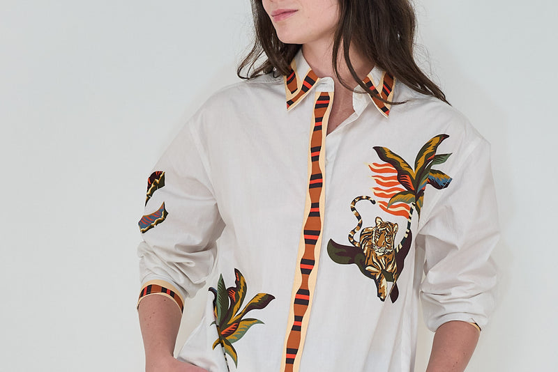 Las Sureñas White Bali Tiger Shirt