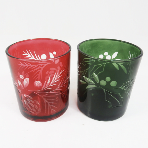 180 Degrees Etched Holly Tumbler Glasses