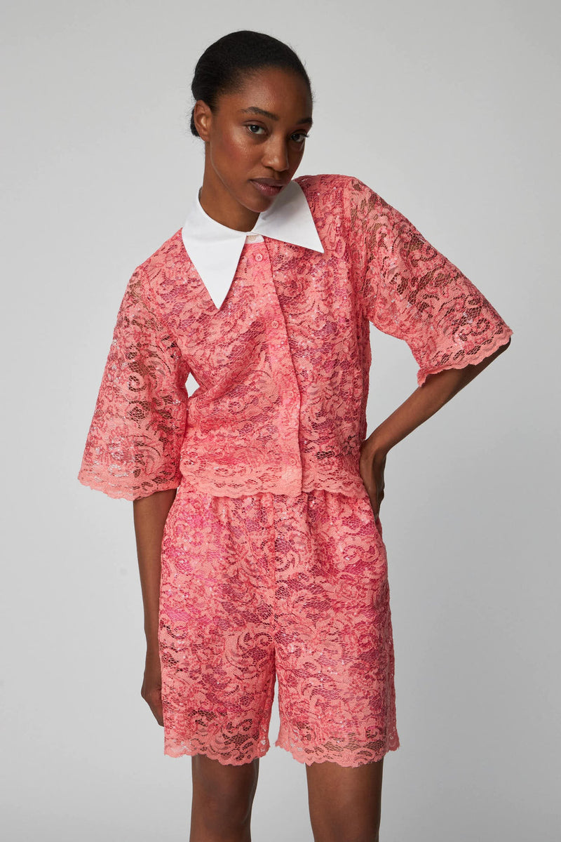 STELLA NOVA Sequined Lace Shirt