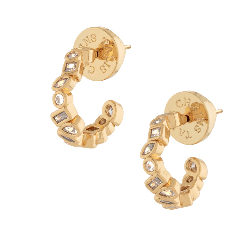 Talis Chains CZ Deconstructed Huggie Earrings