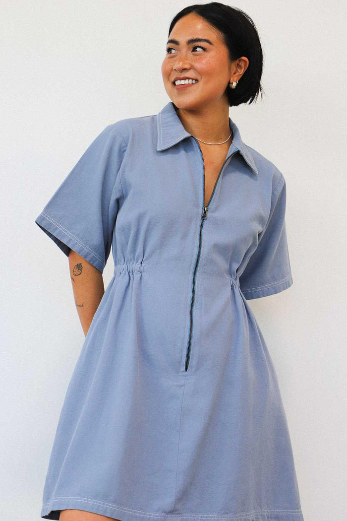Noble Utility Dress in Pebble Blue Pebble Blue / S