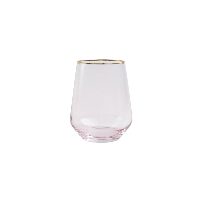 VIETRI Rainbow Pink Stemless Wine Glass