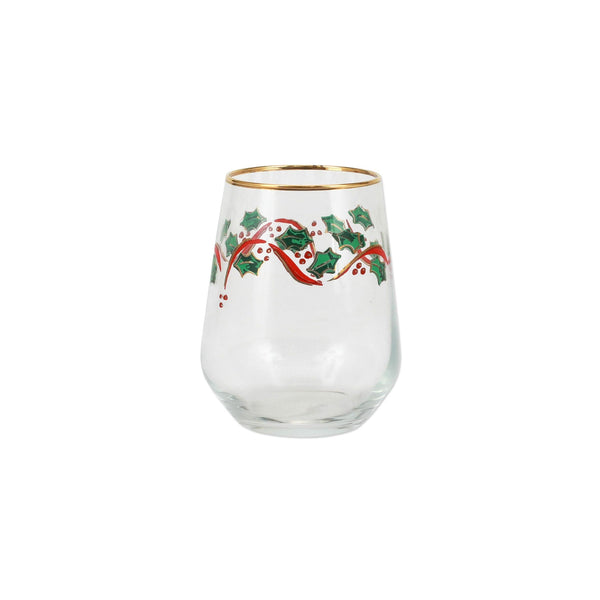 VIETRI Holly Stemless Wine Glasses