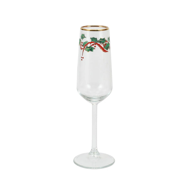 VIETRI Holly Champagne Glasses