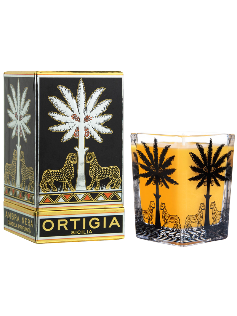 Ortigia Sicilia Ambra Negra Large Square Candle