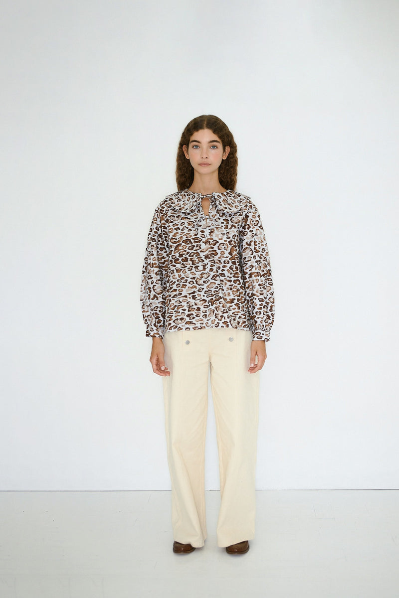 TINY BIG SISTER Animal Print Tie Blouse