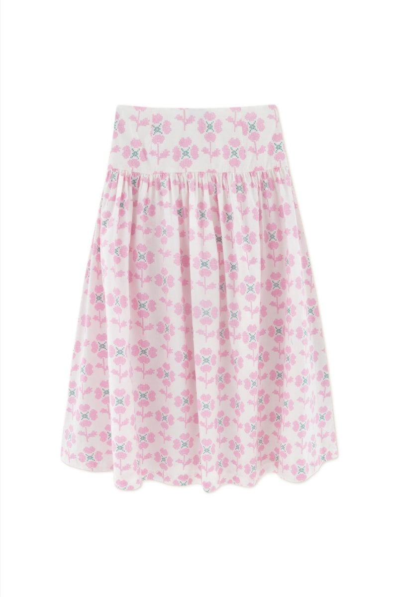 TINY BIG SISTER Cross Stitch Floral Skirt