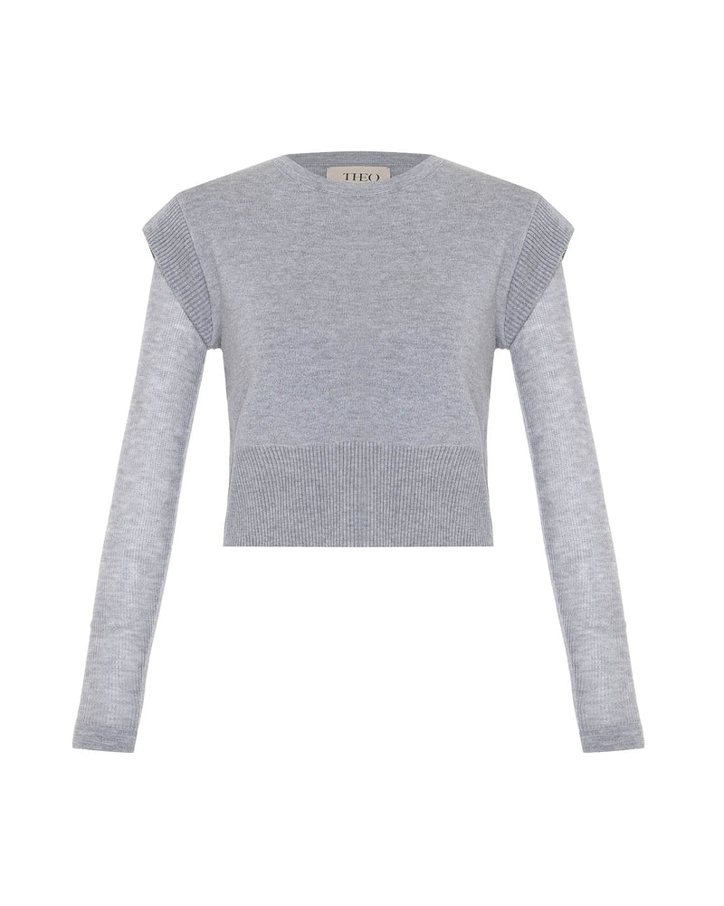 THEO Nomia Sheer Sleeve Sweater