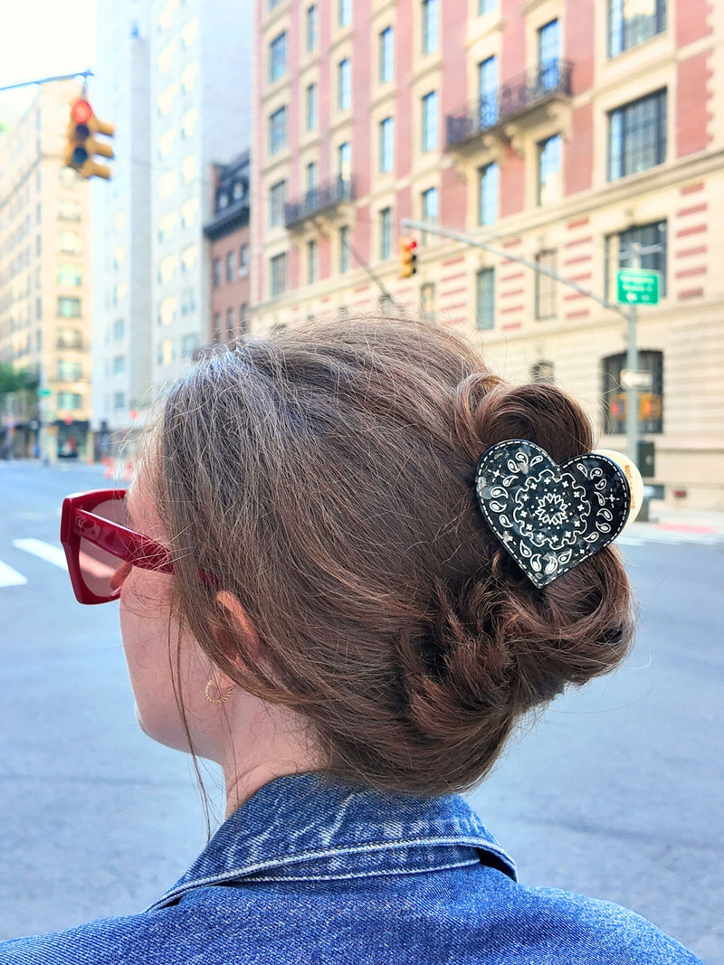 Solar Eclipse Paisley Heart Hair Clip