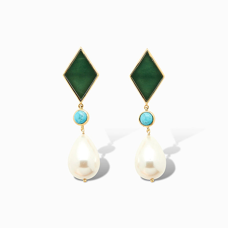 Laura Foote Diamond Green Drop Earrings